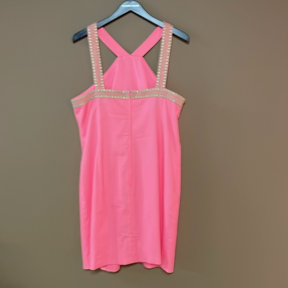 NWOT Lilly Pulitzer Vena Stretch Shift Dress Pink with Gold Detailing, Size 14 - Picture 4 of 9